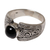 Onyx single stone ring, 'Amnesty in Black' - Sterling Silver and Black Onyx Single Stone Ring from Bali thumbail