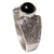 Onyx single stone ring, 'Amnesty in Black' - Sterling Silver and Black Onyx Single Stone Ring from Bali (image 2c) thumbail