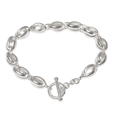 Men's sterling silver link bracelet, 'Shining Novas' - Sterling Silver Men's Link Bracelet from Indonesia