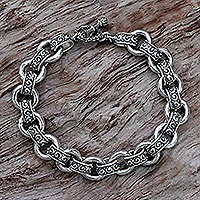 Sterling silver link bracelet, 'Spiral Bonds'