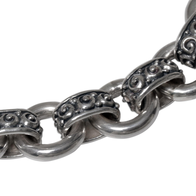 Sterling silver link bracelet, 'Spiral Bonds' - Sterling Silver Spiral Link Bracelet from Indonesia