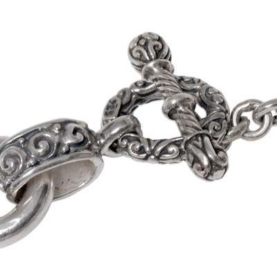 Sterling silver link bracelet, 'Spiral Bonds' - Sterling Silver Spiral Link Bracelet from Indonesia