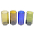 Recycled glass tumblers, 'Refreshing Rainbow' (set of 4) - Four 15-Oz Tumblers Crafted in Bali from Recycled Bottles