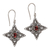 Garnet dangle earrings, 'Four-Pointed Stars' - Sterling Silver Garnet Dangle Earrings from Indonesia (image 2a) thumbail