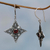 Garnet dangle earrings, 'Four-Pointed Stars' - Sterling Silver Garnet Dangle Earrings from Indonesia (image 2c) thumbail