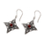 Garnet dangle earrings, 'Four-Pointed Stars' - Sterling Silver Garnet Dangle Earrings from Indonesia (image 2e) thumbail