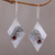 Garnet dangle earrings, 'Fern Kites' - Sterling Silver and Garnet Rhombus Dangle Earrings Indonesia