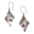 Garnet dangle earrings, 'Fern Kites' - Sterling Silver and Garnet Rhombus Dangle Earrings Indonesia