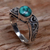 Sterling silver cocktail ring, 'Bali Vines' - Reconstituted Turquoise Single Stone Ring from Indonesia (image 2) thumbail