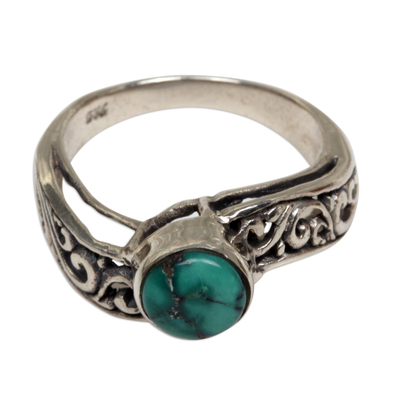 Reconstituted Turquoise Single Stone Ring from Indonesia