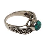Sterling silver cocktail ring, 'Bali Vines' - Reconstituted Turquoise Single Stone Ring from Indonesia