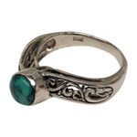 Sterling silver cocktail ring, 'Bali Vines' - Reconstituted Turquoise Single Stone Ring from Indonesia