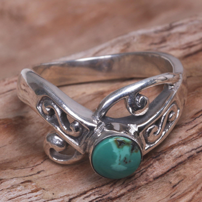Turquoise single-stone ring, 'Turquoise Mystique' - Natural Turquoise and Sterling Silver Single Stone Ring