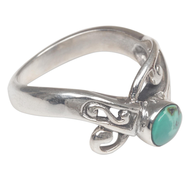 Turquoise single-stone ring, 'Turquoise Mystique' - Natural Turquoise and Sterling Silver Single Stone Ring