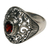 Garnet cocktail ring, 'Bali Sanctuary' - Sterling Silver Garnet Floral Cocktail Ring from Indonesia thumbail
