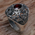 Garnet cocktail ring, 'Bali Sanctuary' - Sterling Silver Garnet Floral Cocktail Ring from Indonesia (image 2c) thumbail