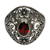 Garnet cocktail ring, 'Bali Sanctuary' - Sterling Silver Garnet Floral Cocktail Ring from Indonesia (image 2e) thumbail