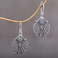Sterling silver dangle earrings, Gleaming Shell