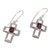 Garnet dangle earrings, 'Faith Everlasting' - Sterling Silver and Garnet Cross Dangle Earrings Indonesia (image 2c) thumbail