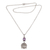 Amethyst pendant necklace, 'Gaze of the Buddha' - Sterling Silver Amethyst Buddha Pendant Necklace Indonesia thumbail