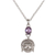 Amethyst pendant necklace, 'Gaze of the Buddha' - Sterling Silver Amethyst Buddha Pendant Necklace Indonesia