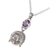 Amethyst pendant necklace, 'Gaze of the Buddha' - Sterling Silver Amethyst Buddha Pendant Necklace Indonesia (image 2c) thumbail