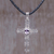Amethyst cross necklace, 'Shining Faith' - Amethyst and Sterling Silver Cross Pendant on Leather Cord (image 2) thumbail