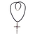 Amethyst cross necklace, 'Shining Faith' - Amethyst and Sterling Silver Cross Pendant on Leather Cord thumbail