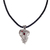 Garnet pendant necklace, 'Butterfly Delight' - Garnet & Sterling Silver Heart Pendant & Leather Necklace (image 2b) thumbail
