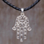 Sterling silver and leather pendant necklace,'Holy Touch' - Sterling Silver Hamsa Pendant on Black Leather Necklace