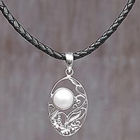 Cultured mabe pearl pendant necklace, 'Eye of the Moon'