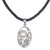 Cultured mabe pearl pendant necklace, 'Eye of the Moon' - Sterling Silver Cultured Pearl Pendant Necklace with Leather thumbail