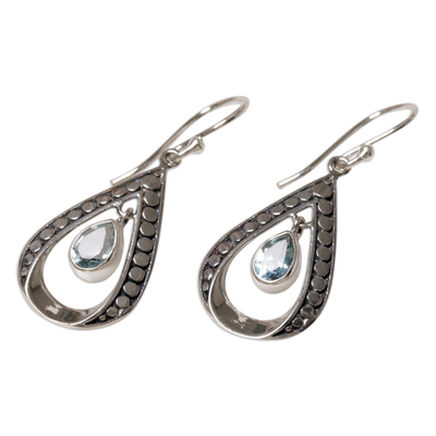 Blue topaz dangle earrings, 'Charming Tears in Blue' - Blue Topaz and Sterling Silver Dangle Earrings Indonesia