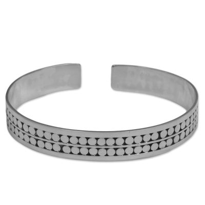 Sterling Silver Circle Motif Cuff Bracelet from Indonesia
