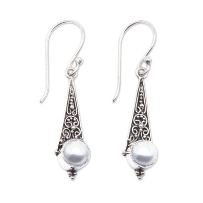 Cultured Mabe Pearl Dangle Earrings Crafted in Bali - Triangular Moons ...