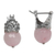 Rose quartz drop earrings, 'Bali Majesty' - Handcrafted Sterling Silver and Rose Quartz Drop Earrings (image 2c) thumbail