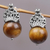 Tiger's eye drop earrings, 'Bali Majesty' - Sterling Silver and Tiger's Eye Earrings Crafted by Hand (image 2) thumbail