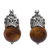 Tiger's eye drop earrings, 'Bali Majesty' - Sterling Silver and Tiger's Eye Earrings Crafted by Hand thumbail