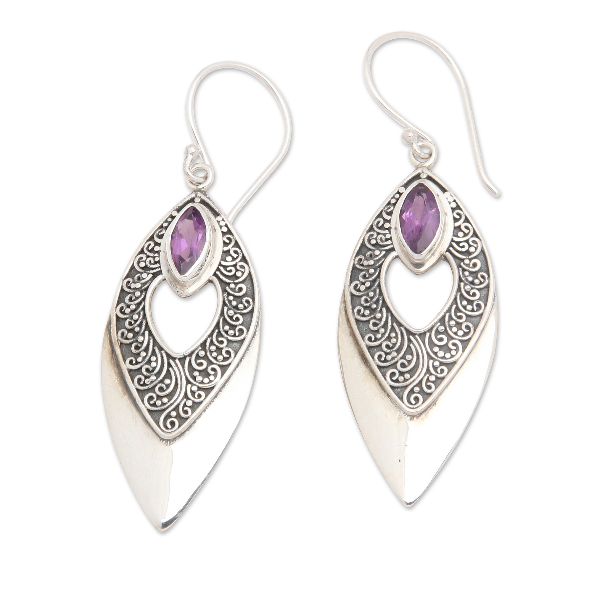 Sterling Silver Amethyst Blade Dangle Earrings Indonesia - Pedanda ...