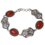 Carnelian link bracelet, 'Blood Moon' - Sterling Silver Carnelian Link Bracelet from Indonesia
