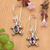 Amethyst dangle earrings, 'Walking Tortoise' - Sterling Silver & Amethyst Petite Turtle Earrings From Bali