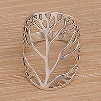 Sterling silver cocktail ring, Tree of Desire