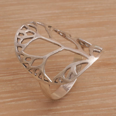 Sterling silver cocktail ring, 'Tree of Desire' - Sterling Silver Tree Openwork Cocktail Ring from Indonesia