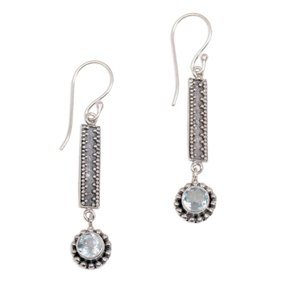 Sterling Silver and Blue Topaz Dangle Earrings from Bali
