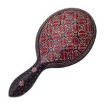 Wood batik hand mirror, 'Exotic Beauty' - Handheld Batik Wood Mirror with Coffee Motif from Java