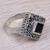 Onyx cocktail ring, 'Square Stupa' - Sterling Silver and Onyx Cocktail Ring from Indonesia (image 2b) thumbail