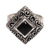 Onyx cocktail ring, 'Square Stupa' - Sterling Silver and Onyx Cocktail Ring from Indonesia (image 2e) thumbail