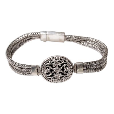 Sterling silver pendant bracelet, 'View of Lombok' - Sterling Silver Pendant Bracelet from Indonesia