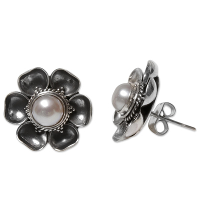 Pendientes de botón con perlas mabe cultivadas - Aretes de botón de perlas Mabe cultivadas de Indonesia
