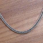 Sterling silver chain necklace, 'Dragon Braid' - Unisex Sterling Silver Chain Necklace from Bali